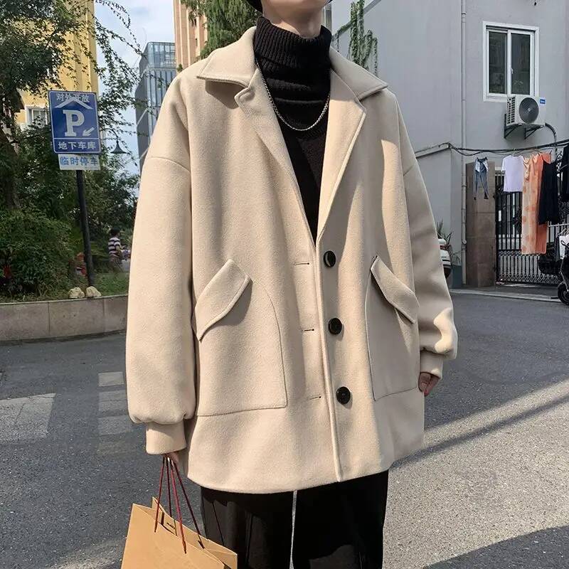 Winter Clothing Taiwan - 한국산 단색 울 코트 가을 겨울