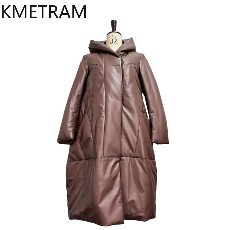 Puffer Jacket Women Down - 100% 양피 퍼퍼 자켓 여성 중간