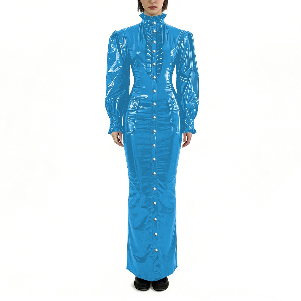 Winter Clothing Plus Size - 광택 PVC 롱 펜슬 드레스 플러스