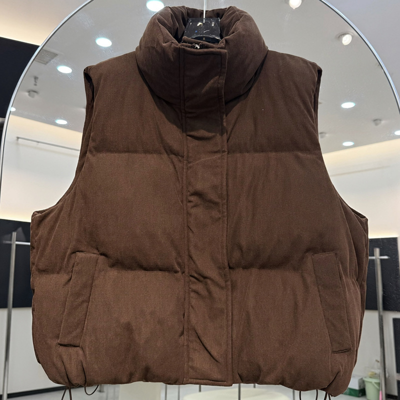 Padded Vest Gilet - 여성용 푸퍼 베스트 스탠드 칼라 숏