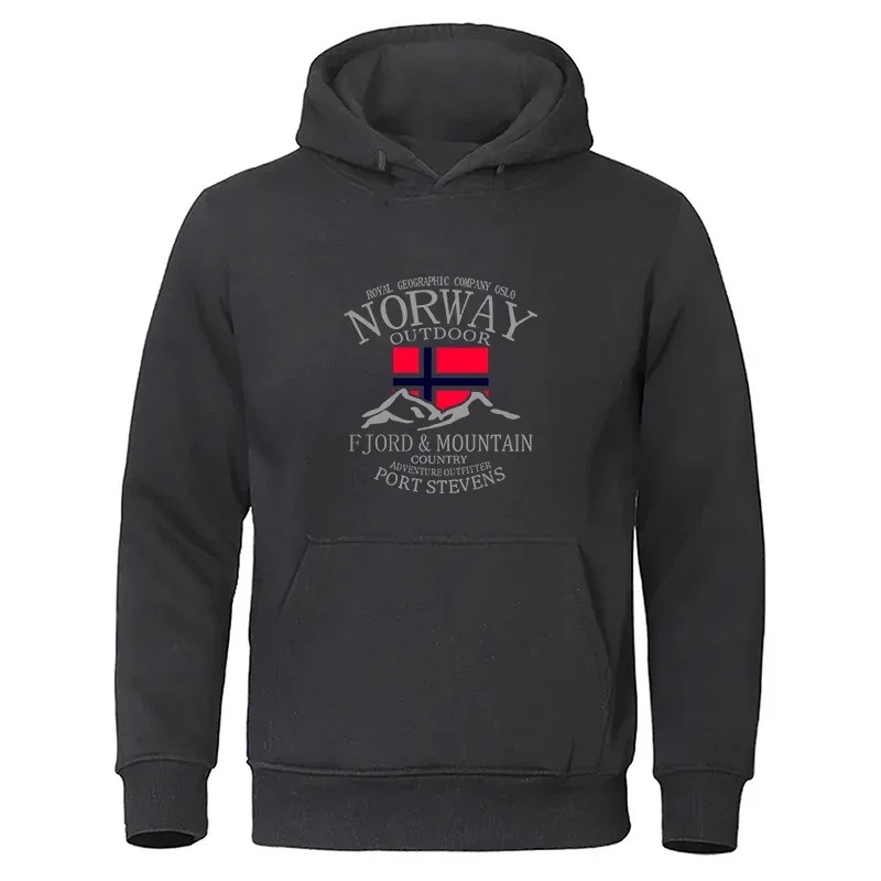 Winter Clothing Norway - 노르웨이 피요르드 산 남성 긴팔 후드티