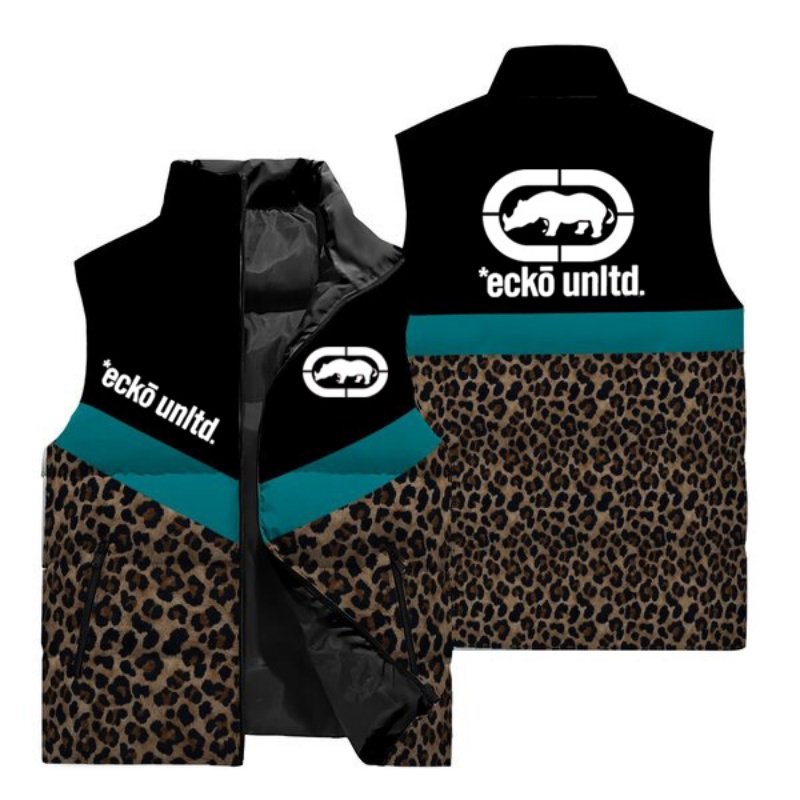 Padded Vest Gilet - 뉴 맨 라이노 로고 레오파드 프린트