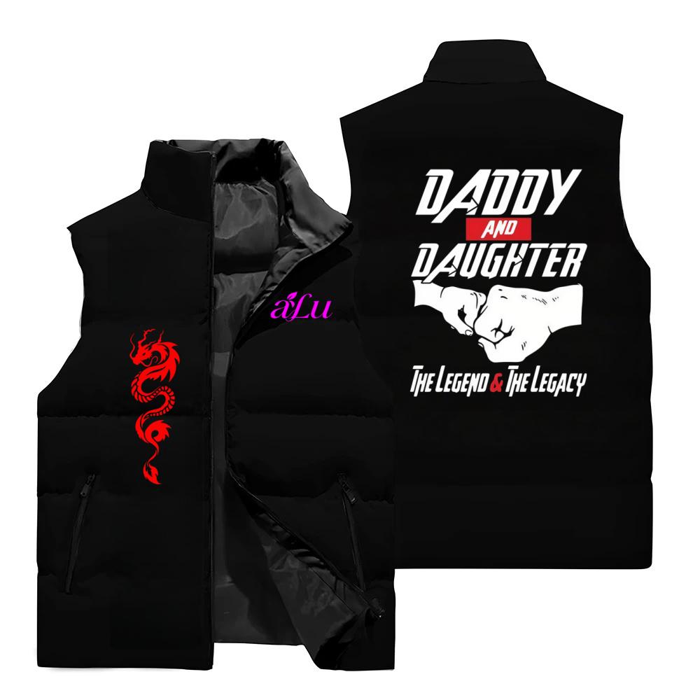 Padded Vest Gilet - 남성용 솔리드 코튼 패딩 조끼 지퍼업