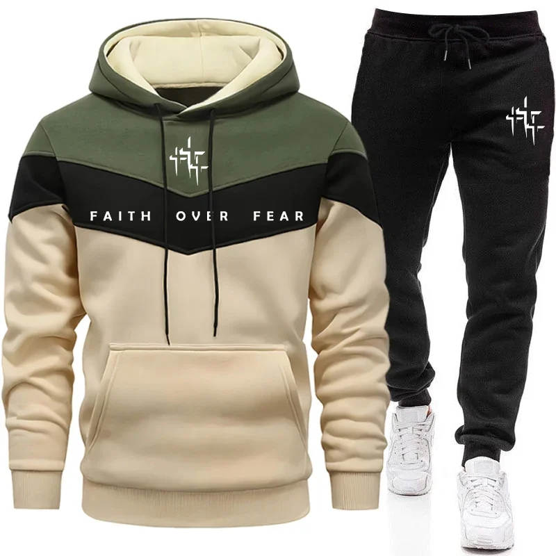 Faith Over Fear 남성용 트랙수트 후드 티셔 - Winter Clothing Fashion 리뷰 및 가격