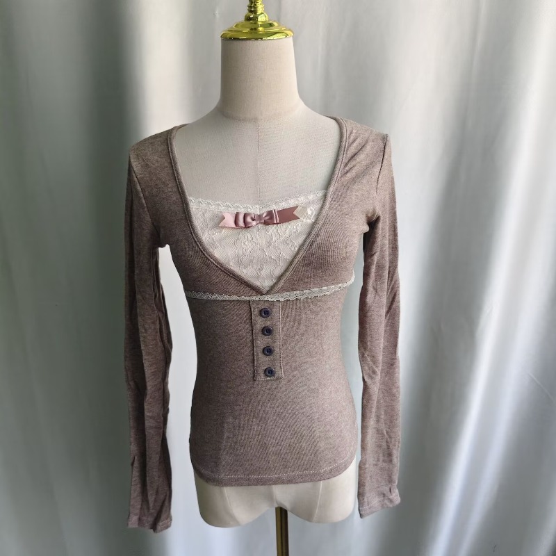 Ezgaga 여성용 레이스 패치워크 리본 슬림 가을 겨 - Winter Clothing For Women 리뷰 및 가격