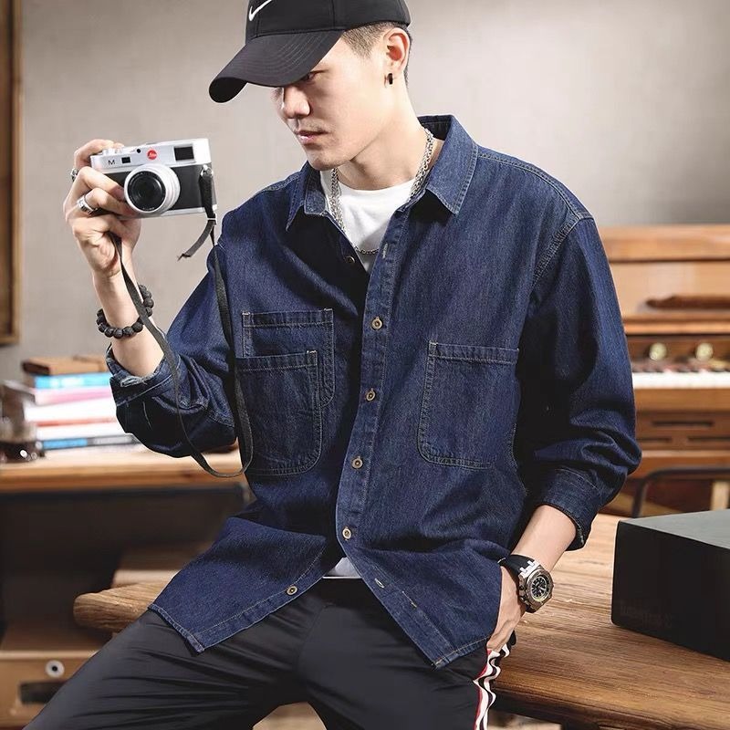 봄철 러피언 스타일 멋진 데님 툴링 긴팔 셔츠 남성용  - Winter Clothing Stores 리뷰 및 가격