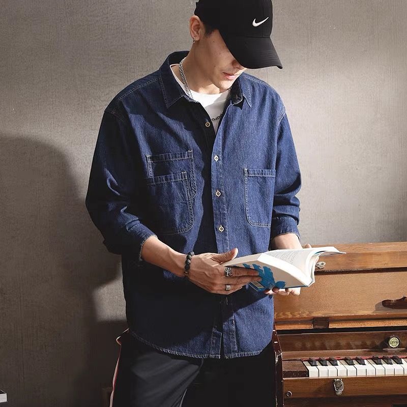 봄철 러피언 스타일 멋진 데님 툴링 긴팔 셔츠 남성용  - Winter Clothing Stores 리뷰 및 가격