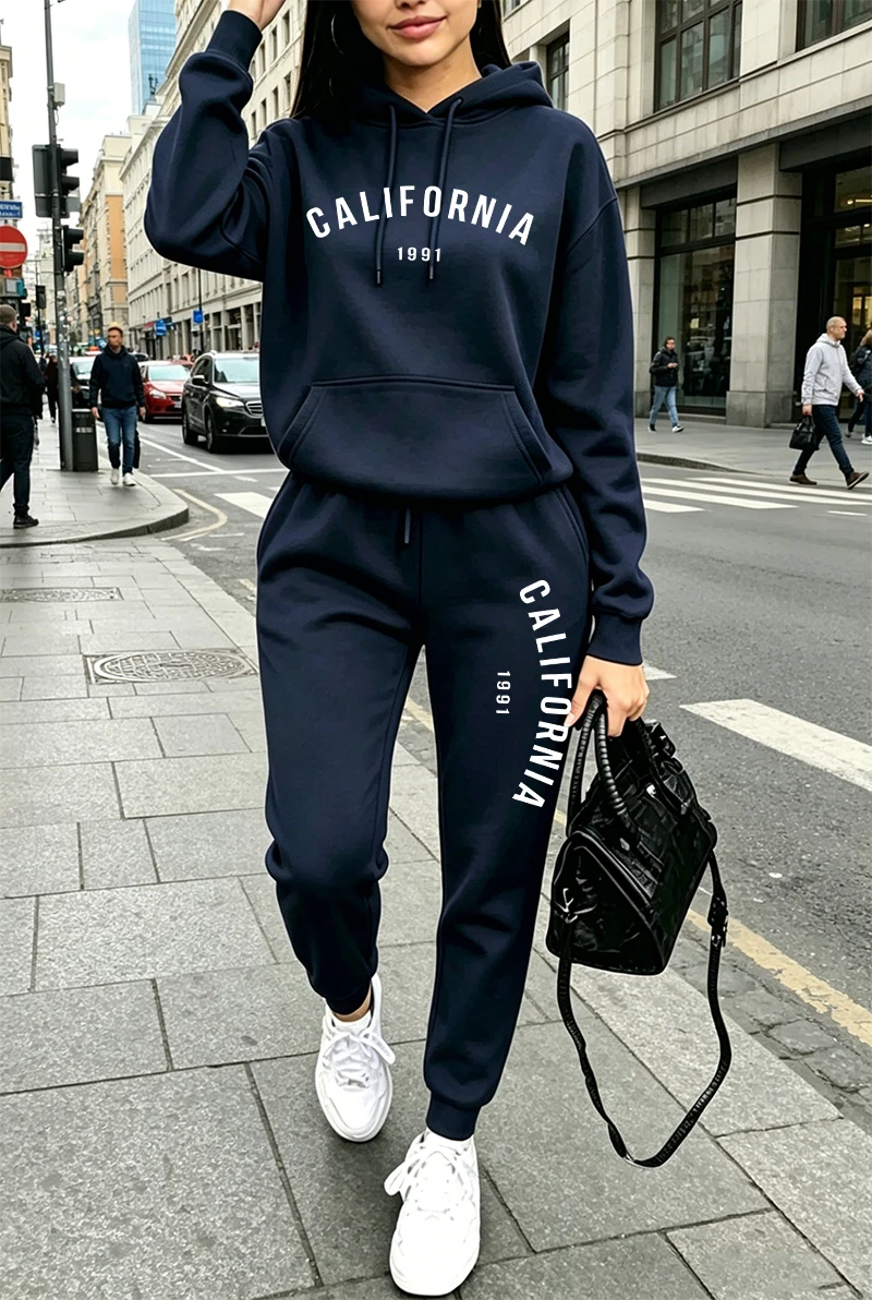 핫세일 여성 트레이닝복 프린팅 캐주얼 후드티 스웨트팬츠 - Winter Clothing For Women 리뷰 및 가격