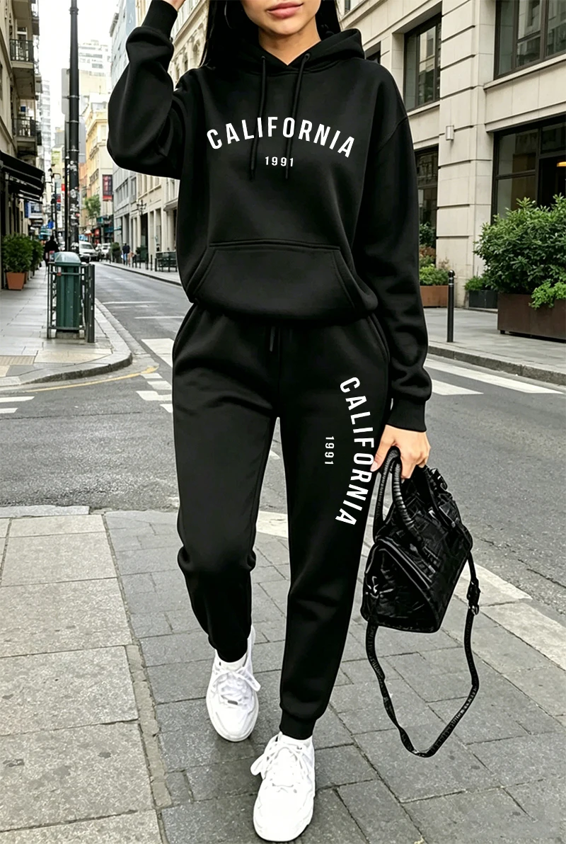 핫세일 여성 트레이닝복 프린팅 캐주얼 후드티 스웨트팬츠 - Winter Clothing For Women 리뷰 및 가격
