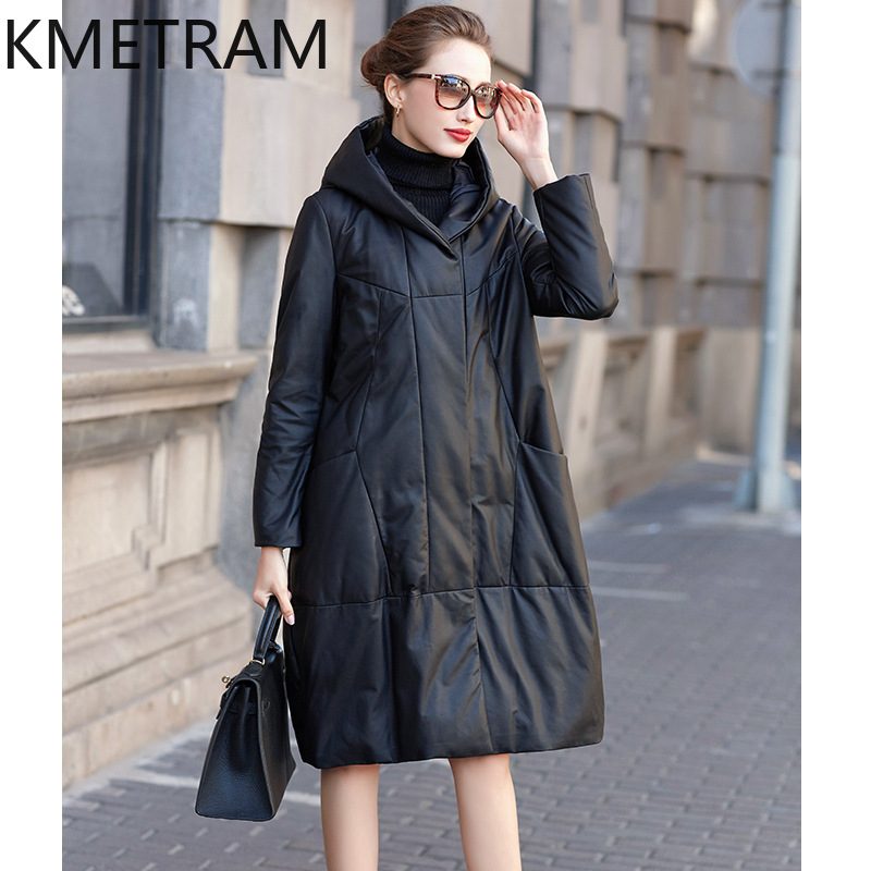 100% 양피 퍼퍼 자켓 여성 중간 길이 정품 가죽 다 - Puffer Jacket Women Down 리뷰 및 가격