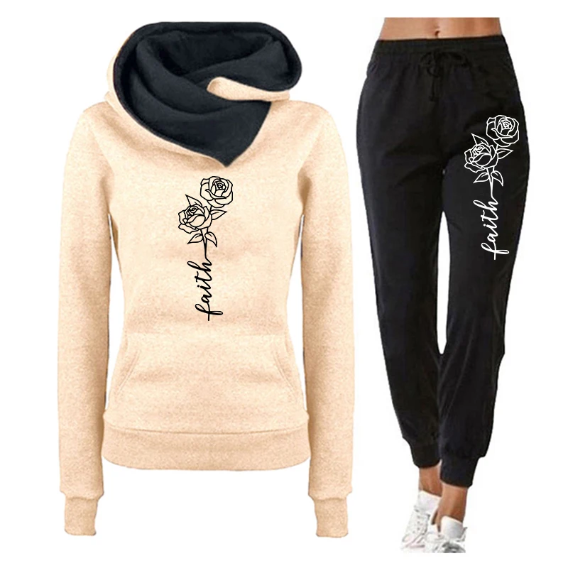 캐주얼 여성용 후드티 트랙수트 프린트 스웨트셔츠 야외  - Winter Clothing Deals 리뷰 및 가격