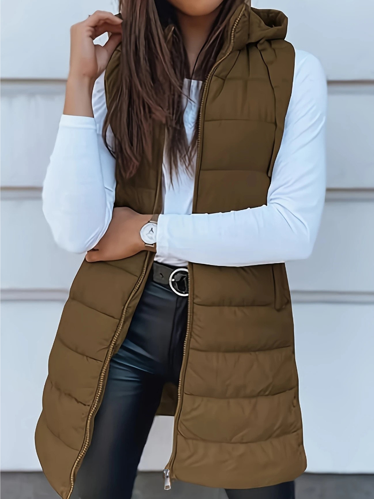 가을 겨울 여성 조끼 캐주얼 지퍼 업 퀼트 패딩 후드  - Padded Vest Gilet 리뷰 및 가격