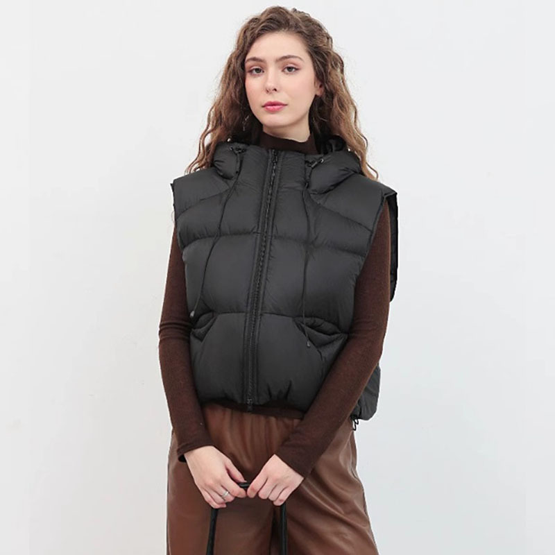 여성용 후드 패딩 조끼, 드로스트링 지퍼 슬리브리스 따 - Padded Vest Gilet 리뷰 및 가격