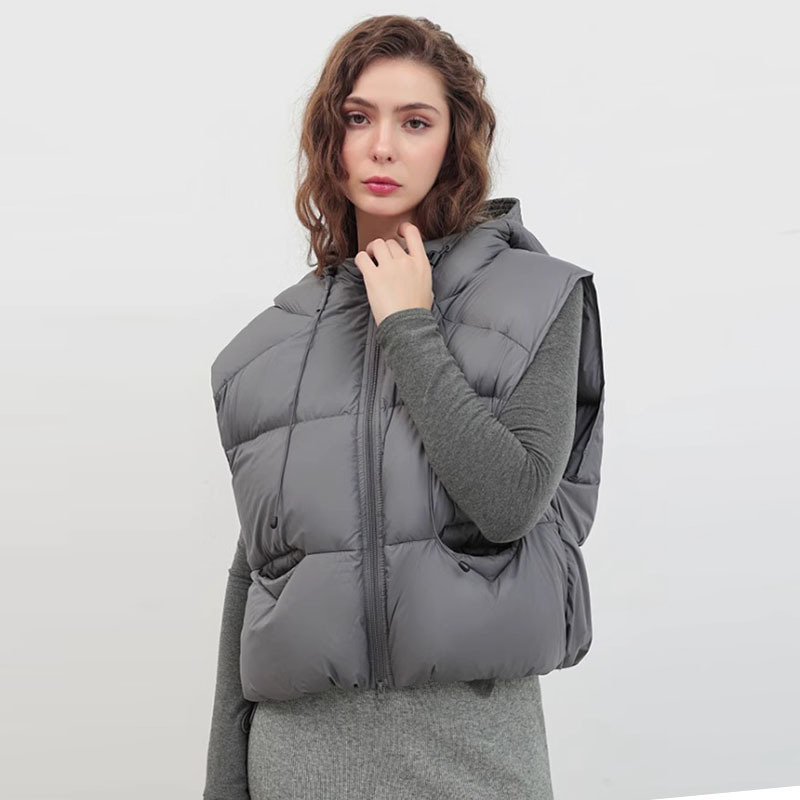 여성용 후드 패딩 조끼, 드로스트링 지퍼 슬리브리스 따 - Padded Vest Gilet 리뷰 및 가격