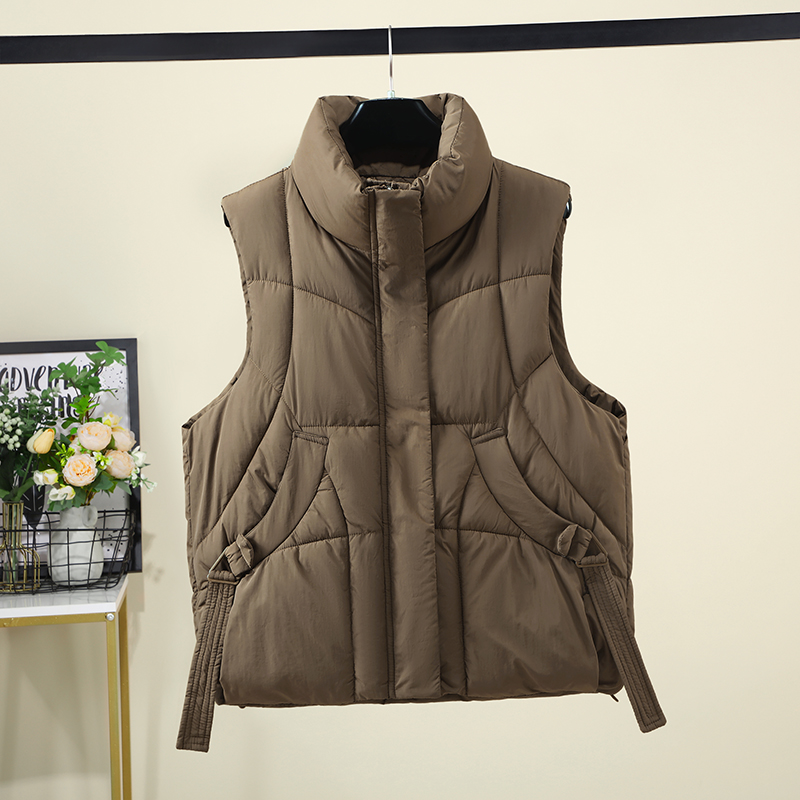 여성 하이 스탠드 칼라 퀼트 패딩 조끼 드로스트링 밑단 - Padded Vest Gilet 리뷰 및 가격
