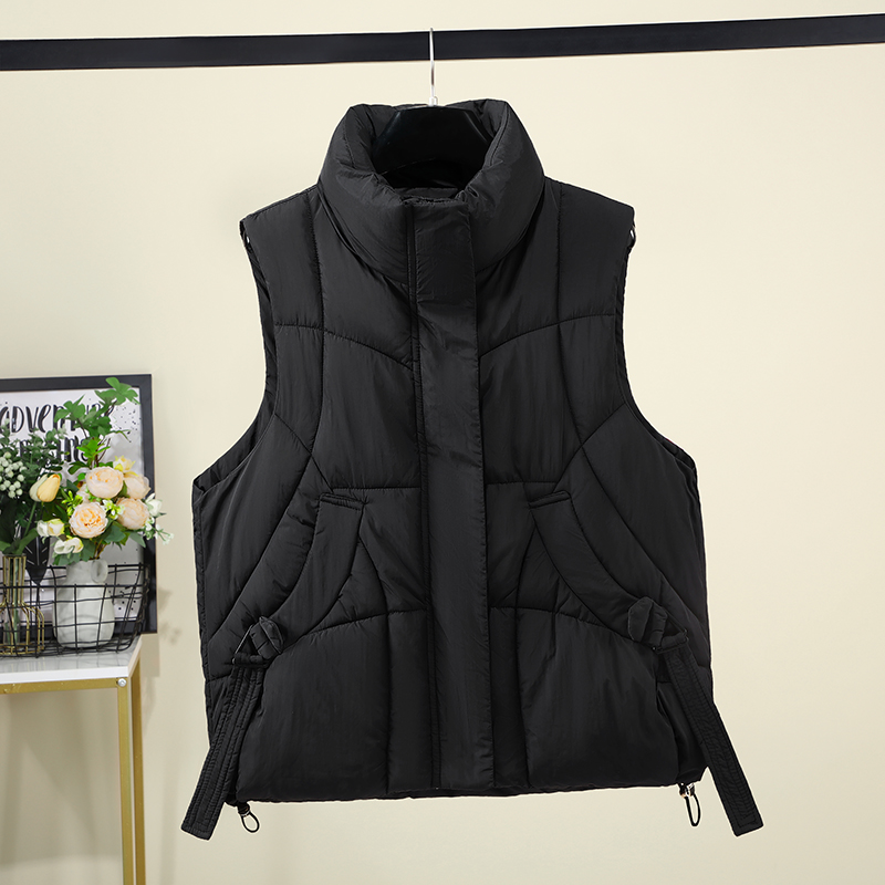 여성 하이 스탠드 칼라 퀼트 패딩 조끼 드로스트링 밑단 - Padded Vest Gilet 리뷰 및 가격