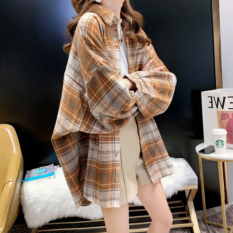두꺼운 체크무늬 셔츠 여성용 가을 겨울 루즈핏 중간 길 - Winter Clothing Store 리뷰 및 가격