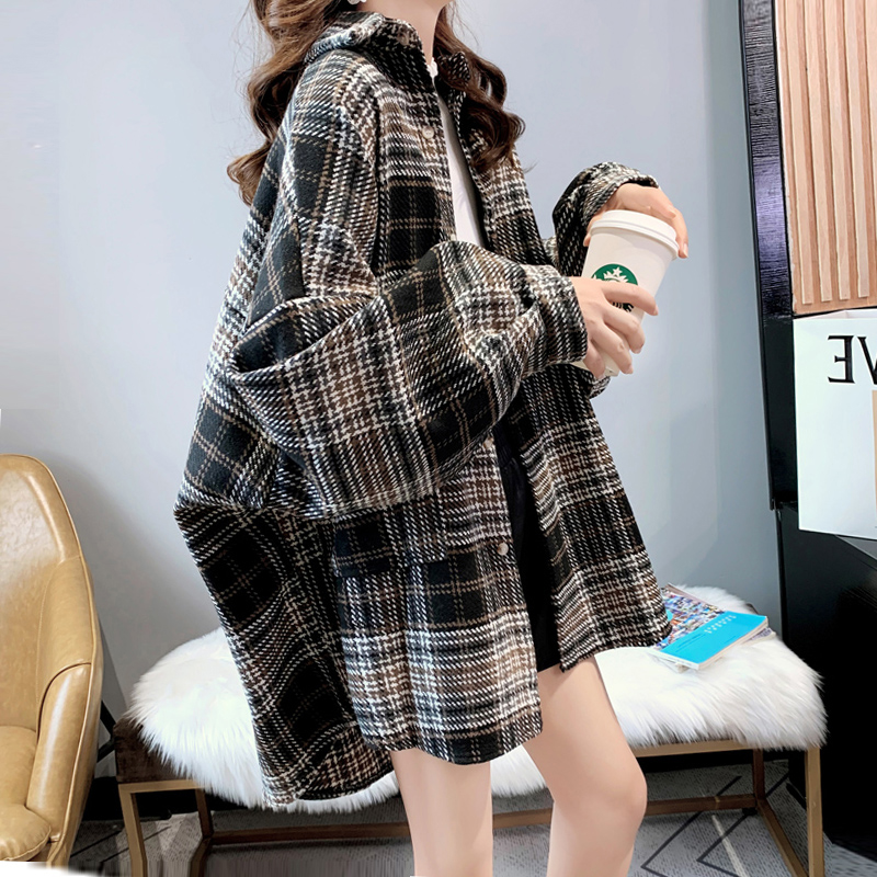 두꺼운 체크무늬 셔츠 여성용 가을 겨울 루즈핏 중간 길 - Winter Clothing Store 리뷰 및 가격