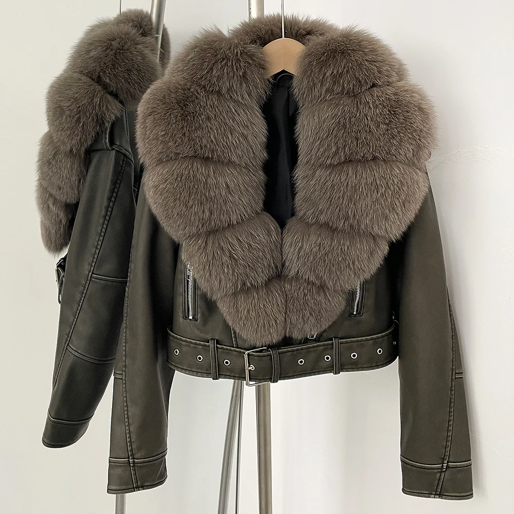 인조 PU 가죽 재킷 천연 여우털 여성용 신상 가을 숏 - Winter Clothing Store 리뷰 및 가격