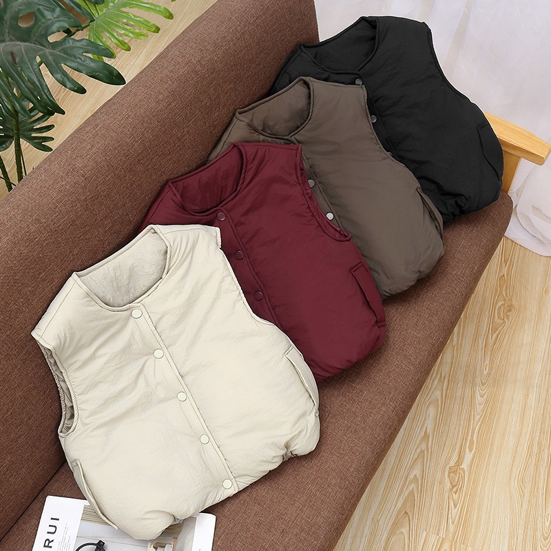 십대 아동용 라운드넥 패딩 조끼 스냅 버튼 경량 보온  - Padded Vest Gilet 리뷰 및 가격