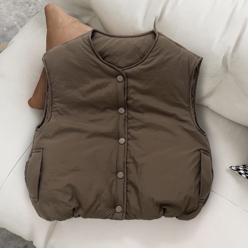십대 아동용 라운드넥 패딩 조끼 스냅 버튼 경량 보온  - Padded Vest Gilet 리뷰 및 가격