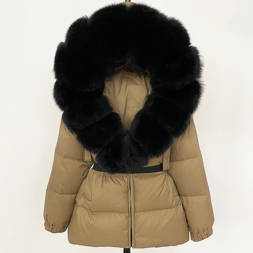 90% 화이트 덕 다운 코트 패션 후드 리얼 퍼 코트  - Winter Clothing Store 리뷰 및 가격